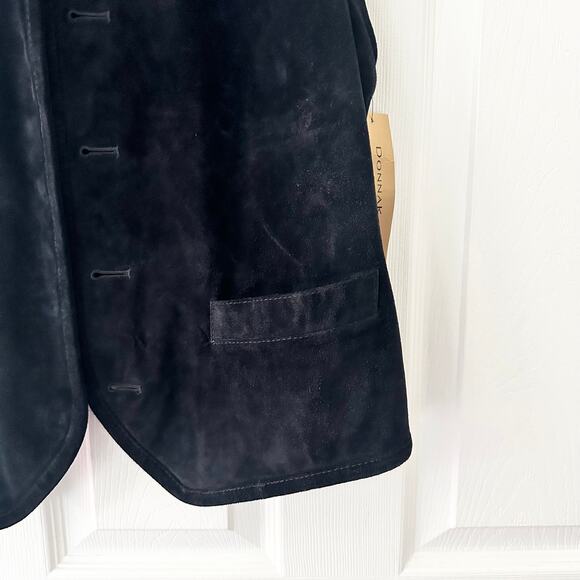 Donna Karan Black Ink Suede Leather Vintage Longline Vest Medium Deadstock Read - Picture 5 of 9